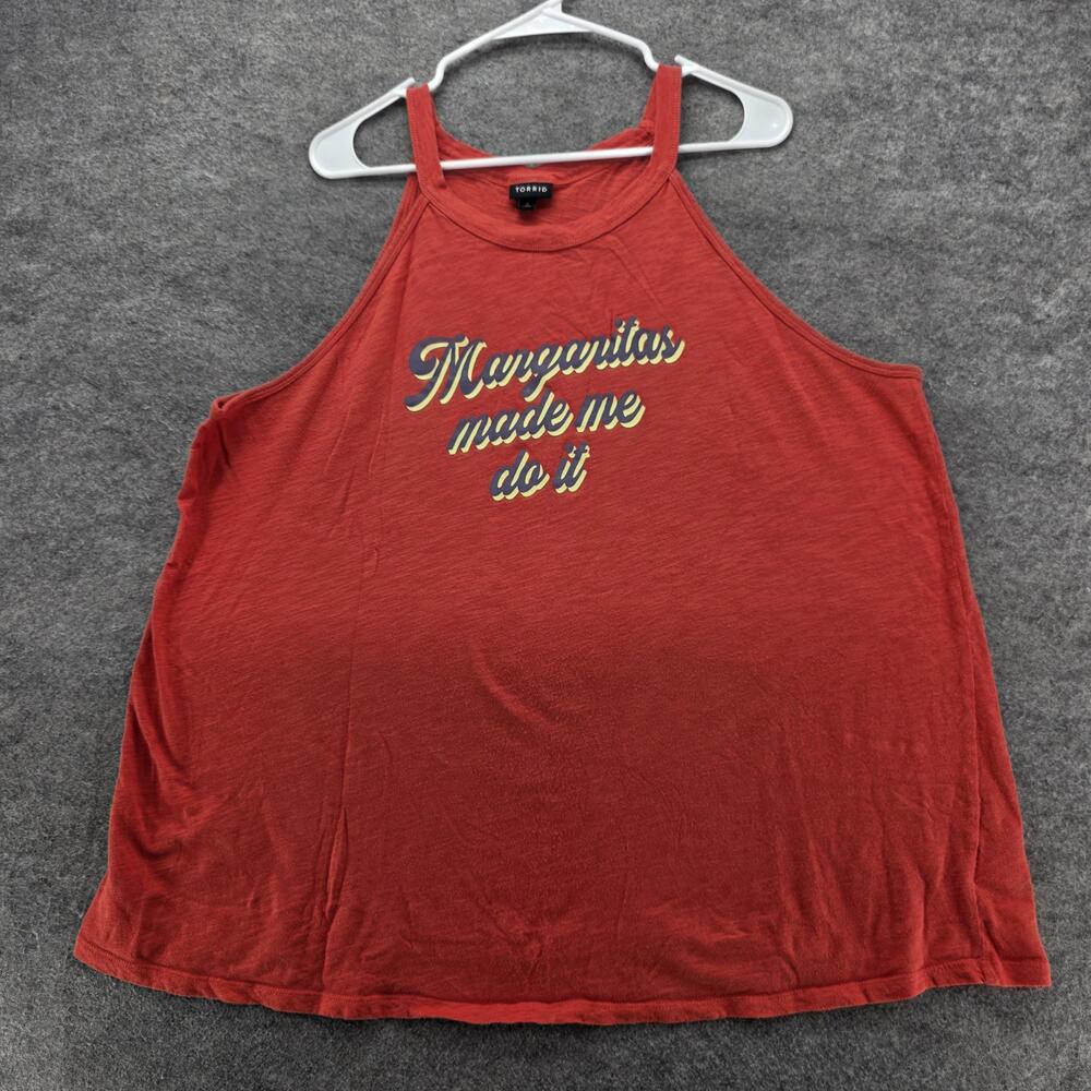 Torrid Shirt Womens 3X Red Tank Top Halter Graphic Margaritas Made Me Do It
